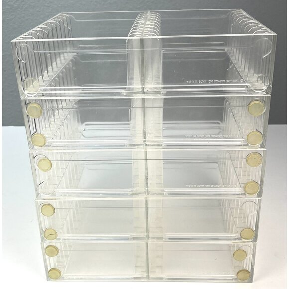VTG 1993 Lot 5 Clear Acrylic Audio Cassette Rack Organizer Storage Holds 100 EUC - Picture 4 of 5